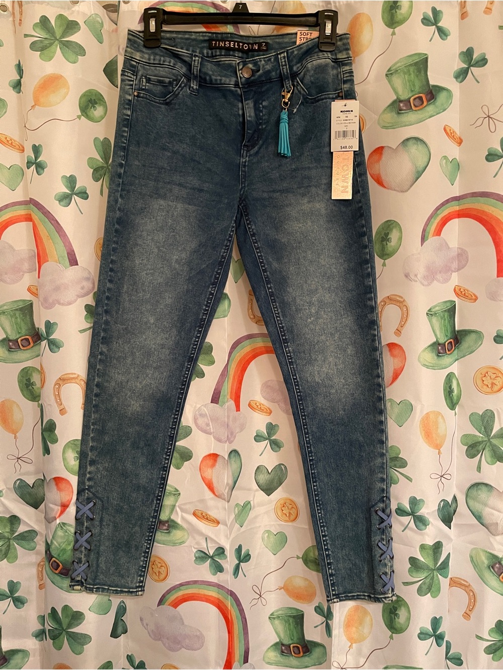 Kohl's Blue Skinny Jeans with Ankle Lace-Up Detail